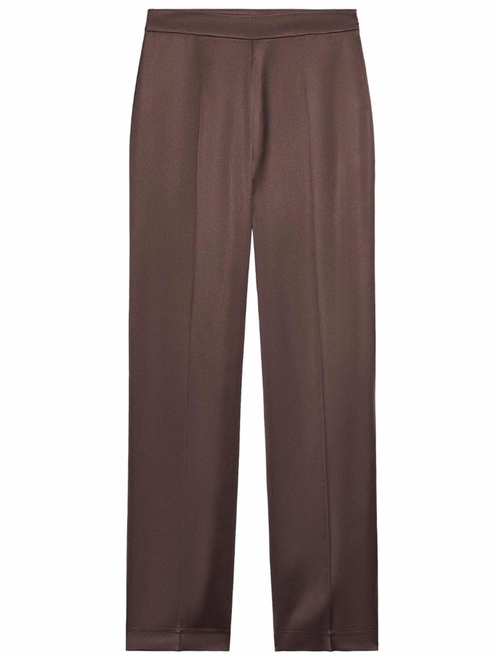 Zara Satin Pants with side zip closure in Chocolate Brown